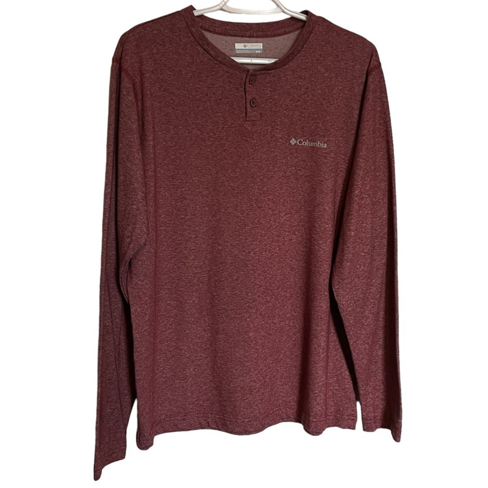 Columbia Heather Maroon Thistletown Park Long Sleeve Men's Henley Top Size M
